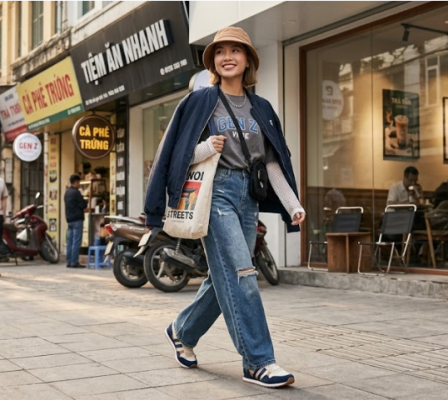 Mẫu đồ phối với sneaker pierre cardin retro